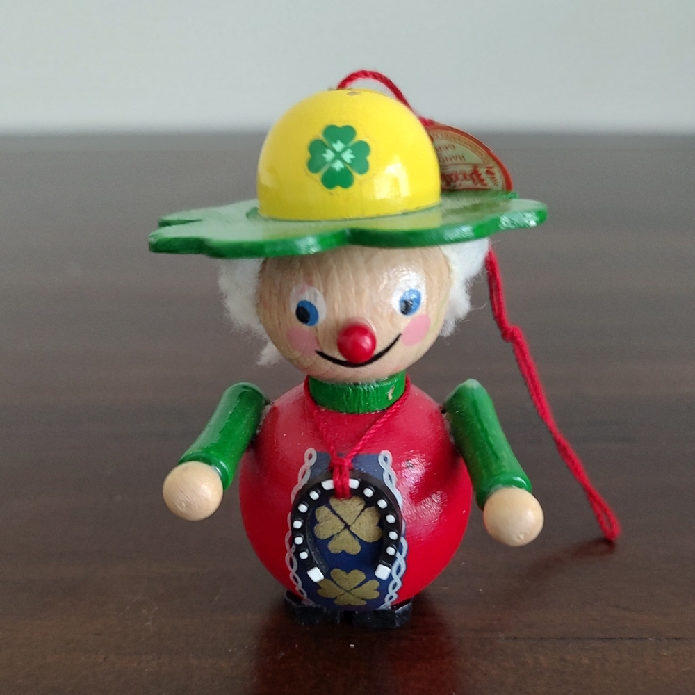 Vintage Steinbach Christmas Ornament Lucky Shamrock German Wood